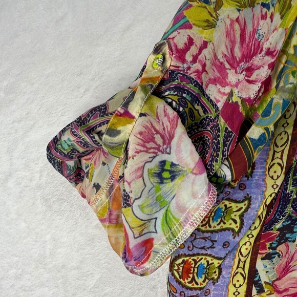 Johnny Was Floral Button Down Blouse Bohemian Colorful Petite XXL - Picture 6 of 8
